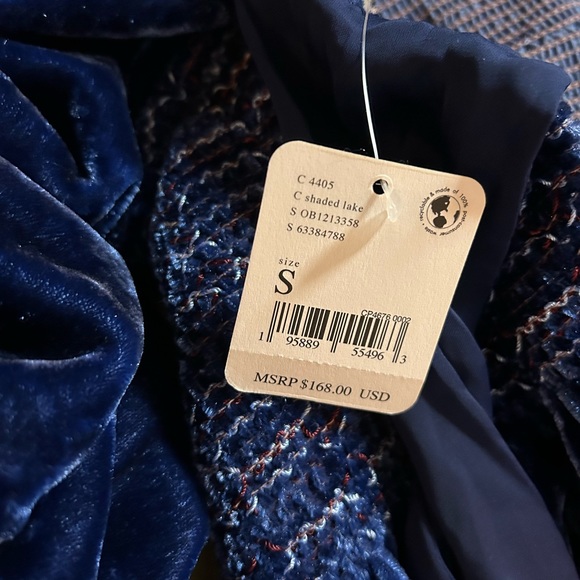 NWT Free People Shaded Lake Blue Velvet Dress - Picture 5 of 5